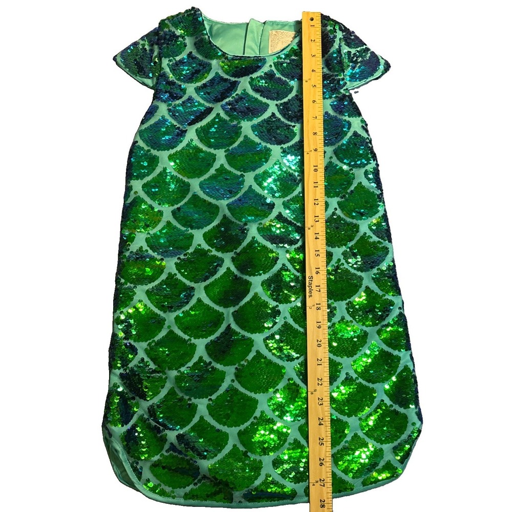 Disney Princess Ariel Girl's Fancy Dress Short Sleeve Iridescent Sequins Sz 7/8 - Picture 4 of 6